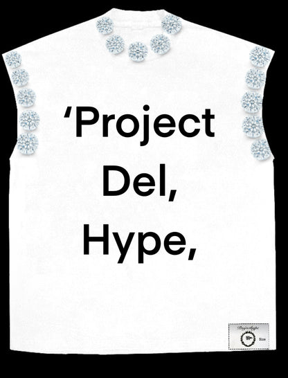 Project Del hype rhinestones Sleevless cropped tee 100% cotton￼