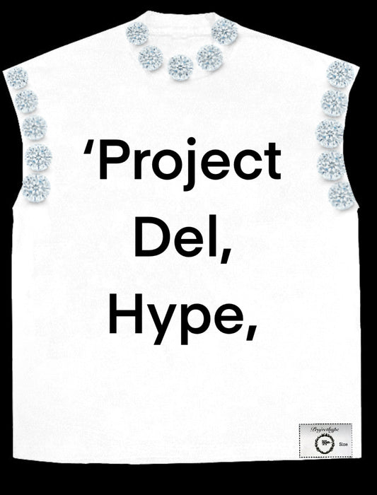 Project Del hype rhinestones Sleevless cropped tee 100% cotton￼